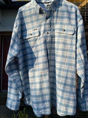 Light Blue Plaid Poncho Men's Casual Long Sleeve.